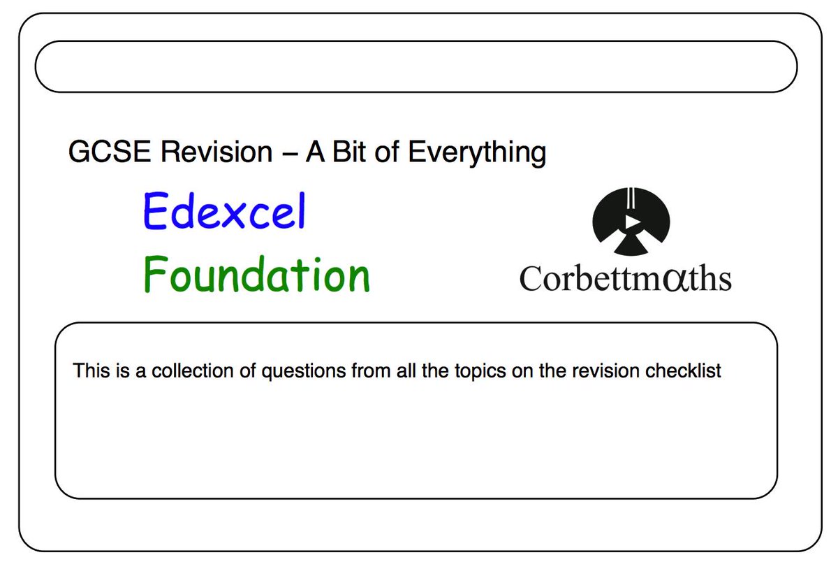 Corbettmaths's tweet photo. The "A Bit of Everything" papers for Edexcel Higher and Edexcel Foundation can be found here https://t.co/Q70Pnz4M7X https://t.co/39veomMXor