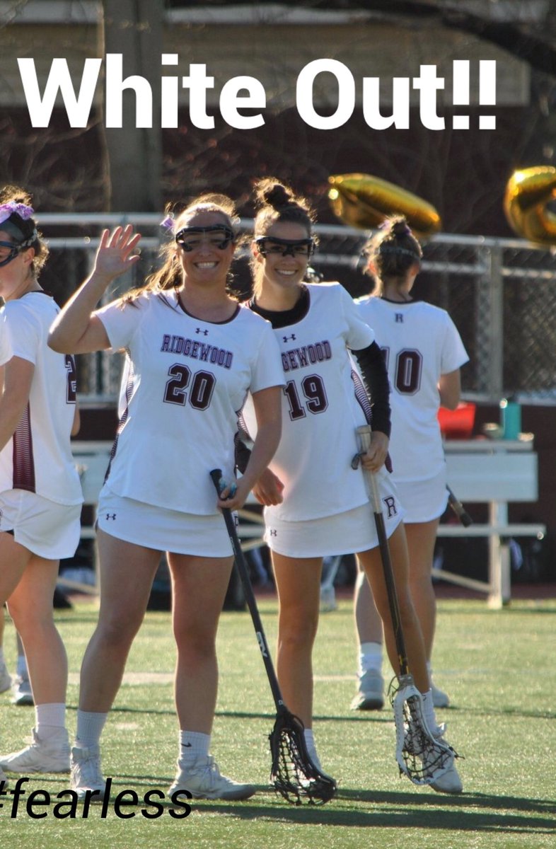 Ridgewoodgirls1's tweet photo. Todayโs game is a WHITE OUT! 4:30 at the stadium!! Itโs a beautiful day for lax. Come and cheer our girls on!!๐ฅ๐๐ป๐ช๐ป#RGL2019 #fearless @Ridgewoodgirls1 @RHSBOYSLACROSSE @VarsityAces @HSSportsNJ @BrianDeakyne @Maroon_Sports @njsportsmedia @RwdPubSchools https://t.co/UffUKkKxUC