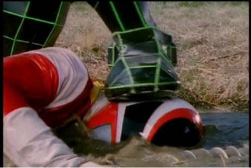 wet red ranger in space