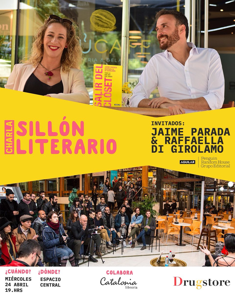 Hoy! @JParadaHoyl  y @raffadigi conversando en nuestro segundo #SillónLiterario en el espacio central de la galería a las 19.00 hrs. Todos invitados! /@megustaleercl <a href="/LibCatalonia/">Librería Catalonia</a>