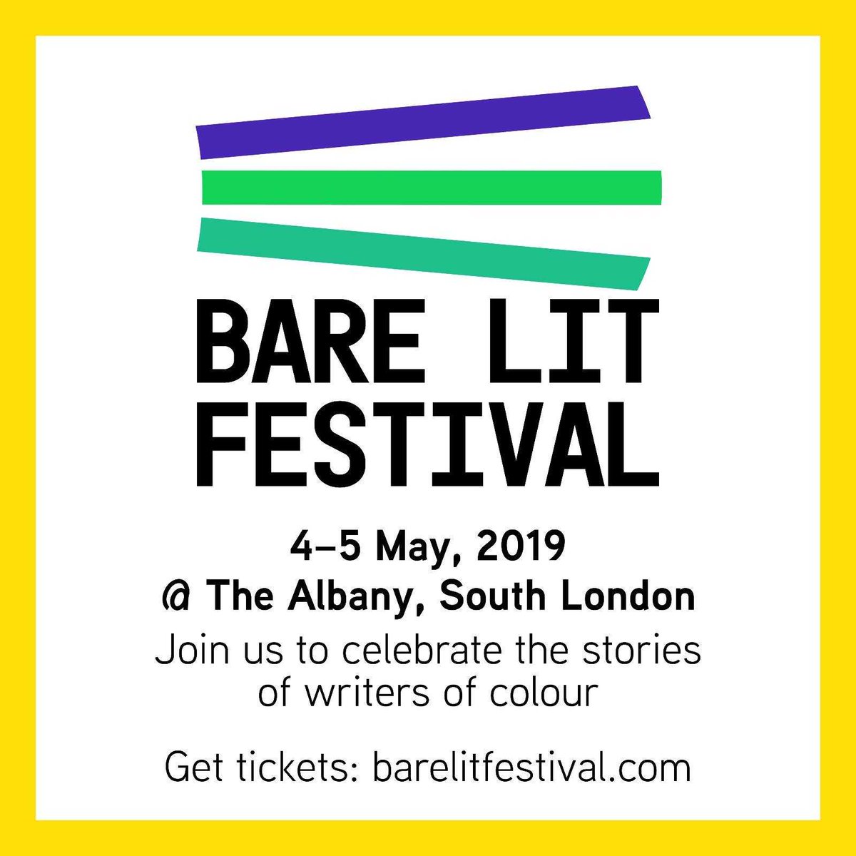 BareLit's tweet photo. Why come to #barelit ?
- it's about one question we must all ask ourselves; โWho tells your story?โ
-literary festival featuring writers, journalists, poets and novelists of colour.
4-5 May, 2019
Book your tickets now: https://t.co/49J8tHx2Zp