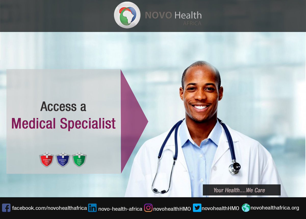 Access a wide range of our medical specialists nationwide with any of our retail plans.   Talk to us now.  . .  . 
#novohealthafrica  #novoretailplans #specialistcare #WednesdayMotivation #wednesdaythoughts #universalhealthcoverage #communityhealth #healthinsurance