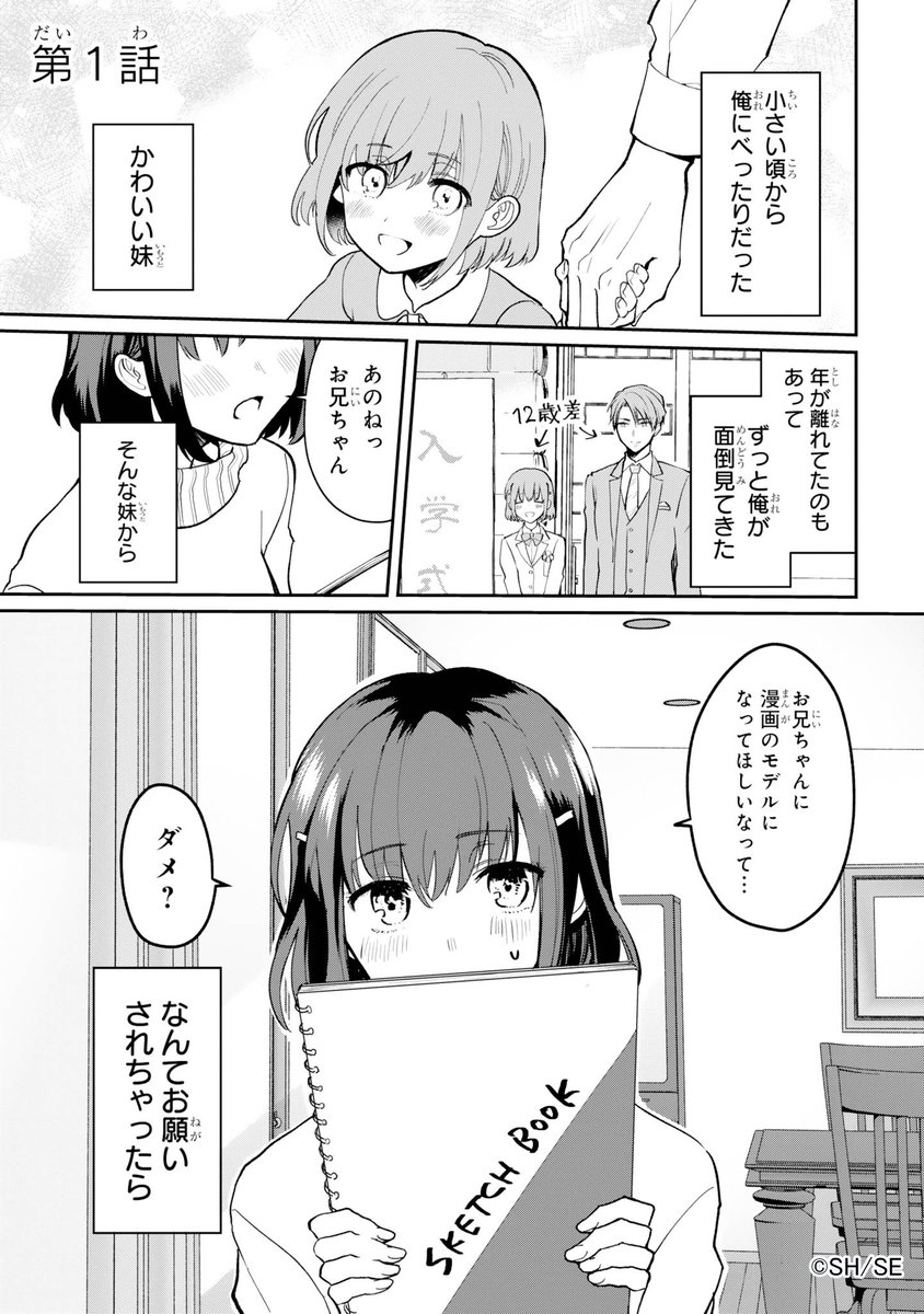 妹からマンガのモデルを頼まれた兄が、BLマンガと知らずに協力する話① 