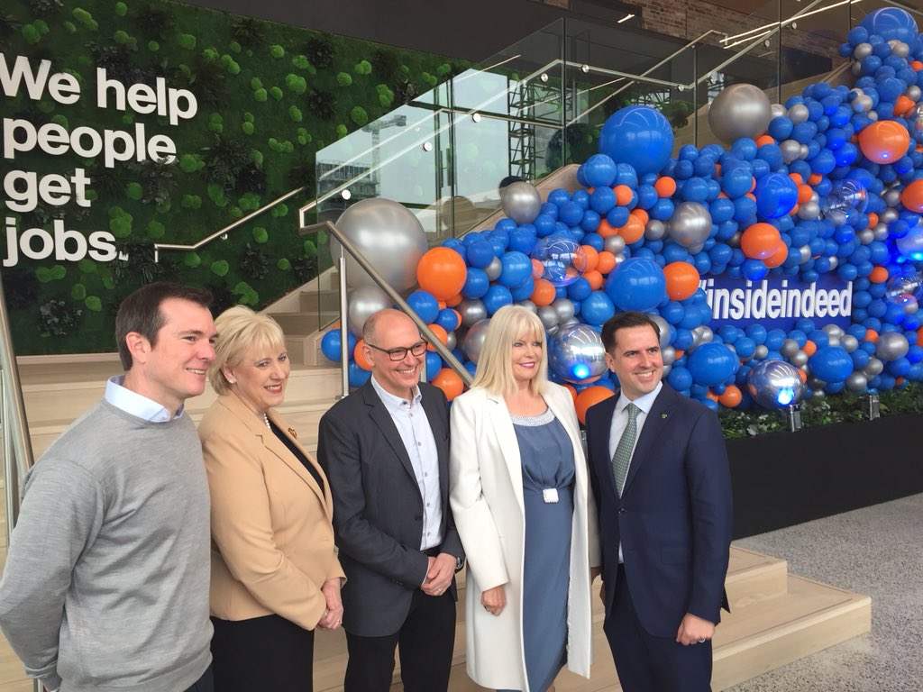 Delighted to announce 600 new jobs <a href="/indeed/">Indeed</a> today. The company arrived in Dublin with 3 staff in 2012 - they will now employ 1600 people - a huge vote of confidence in Ireland
