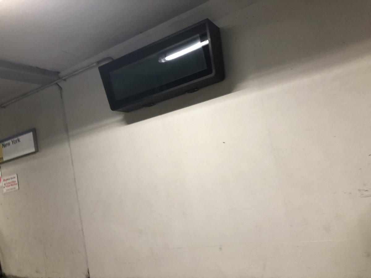 DonovanEllis27's tweet photo. Still off at the @LIRR Hicksville Station.  These were installed LAST YEAR, removed and reinstalled here.  WHY are they still not working.  #fareincreasenotfair #youguyssuck https://t.co/IZdPRbc5oZ