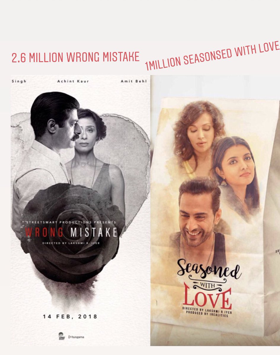 LakshmiRIyer's tweet photo. When your last two short films receives all the love from people across the world ❤️🙏
Wrong Mistake Seasoned With Love ❤️ 
So blessed 🙌 @sushant_says @amitbehl1 @sudhanshu1974 @Flora_Saini @reallyrichasony #shortfilms #wrongmistake #seasonedwithlove #director https://t.co/W6QOq6Klez