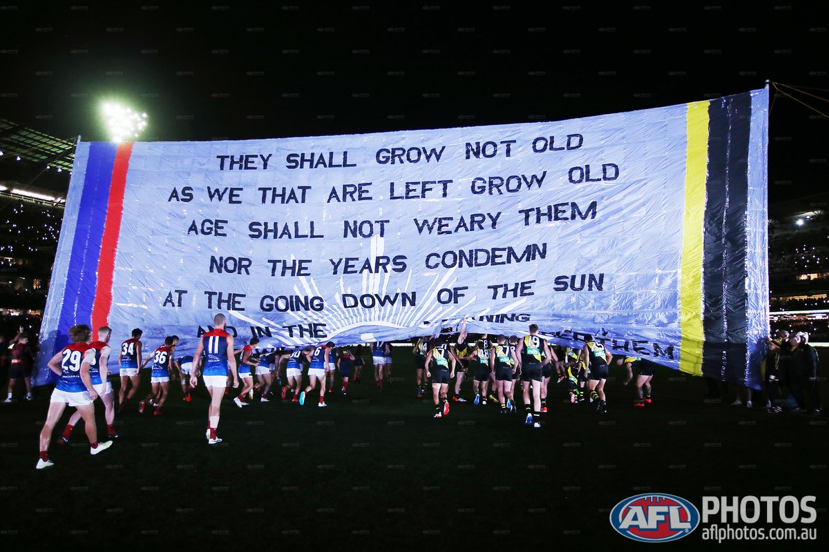 We will remember them.

#AFLTigersDees #AnzacEve