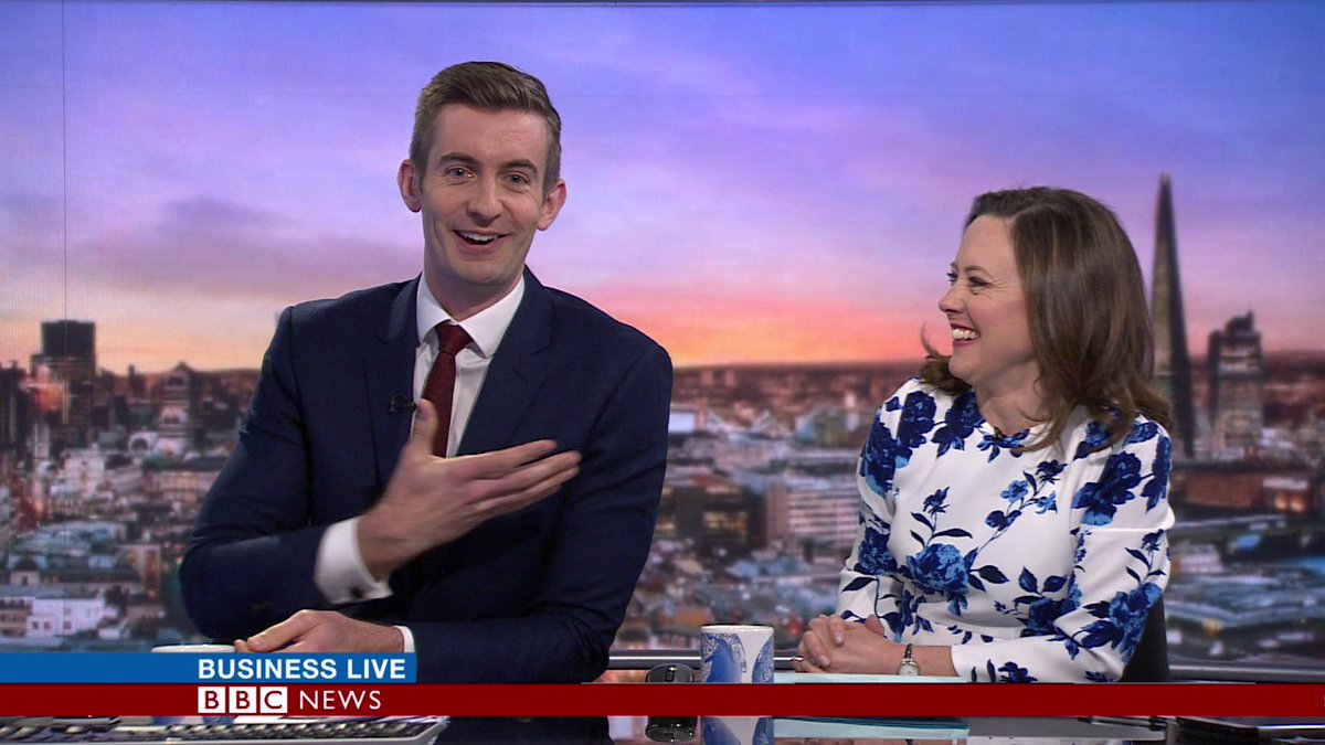 BenThompsonTV's tweet photo. Today was my last #BBCBizLive in quite a while. It's been the most brilliant four years sitting alongside  @SallyBundockBBC. And these pics, from the last minute of today's show, sum up exactly why she's the best work wife I could wish for. #eyerolls #hugs #laughs and #lols https://t.co/ljvKq1awQo