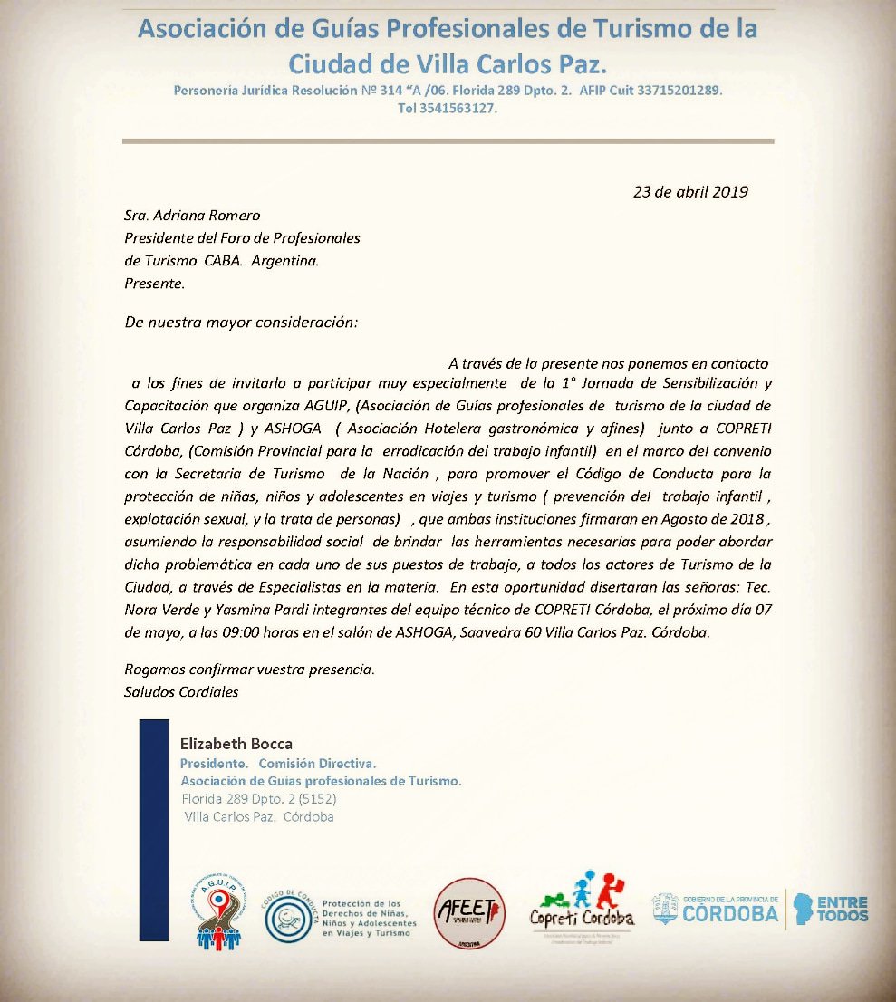 AIREdeTURISMO's tweet photo. #capacitacion #Guias #Turismo
#Aguip #Ashoga #Afeet #copeti #niñez #trabajoinfantil #CarlosPaz #Córdoba @europa2018 https://t.co/bm03ZO9XgY