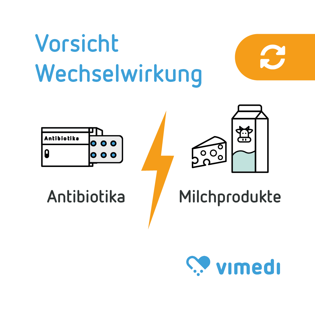 vimediApp's tweet photo. Vorsicht #Wechselwirkung: Milch und Milchprodukte (z. B. Joghurt oder Käse) können die Wirkung von Antibiotika aufheben. 💊🥛🧀Warum das so ist, erfährst du in unserem Blog:  https://t.co/2wPdZPsB7n 
#mHealth #blog #patienten https://t.co/8WXUCO0dxf