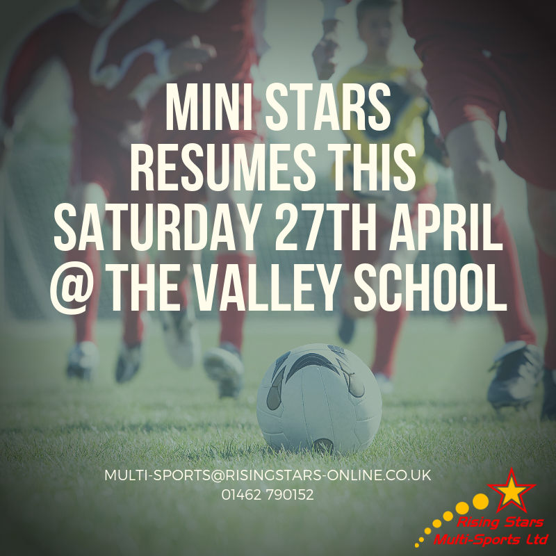 RisingStarsMS's tweet photo. ⚽️ Mini Stars Returns! ⚽️

09:00 - 09:45 (3-4 Year Old's)
09:00 - 10:00 (5-8 Year Old's)

The Valley School, Stevenage, SG2 8BW

Turn up on the day, or register your interest before hand by emailing multi-sports@risingstars-online.co.uk ⚽️ https://t.co/RO2tDTvYOa