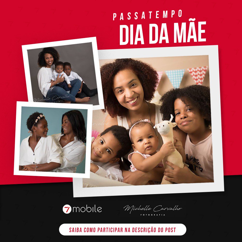 Participa do nosso passatempo e habilita-te a ganhar uma sessão de fotos em família, no estúdio de Fotografia da Michelle de Carvalho. 🤳🏼📷👩‍👦‍👦

O passatempo decorrerá de 22 de Abril à 03 de Maio.

#7mobile #Xperiencia7 #diadamae #5demaio #angola