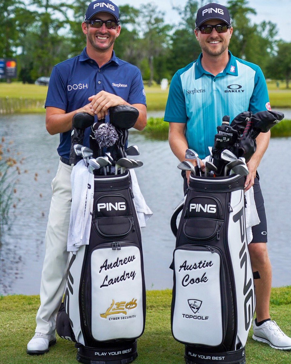 austincookgolf's tweet photo. Been friends with this guy for a long time now. From college teammates to now competing together as teammates on the @pgatour! 🐗 #WPS @PingTour @Stephens_Inc @Zurich_Classic https://t.co/P1uE0oD1Ko