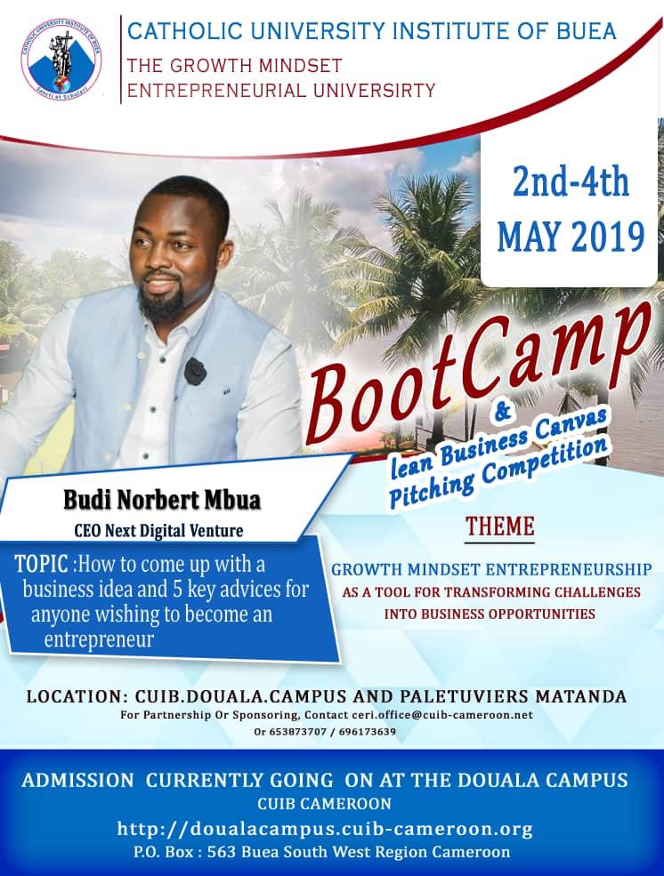 CUIBCameroon's tweet photo. We are getting there!!!

CUIB Douala Campus Boot Camp Guest speakers and coaches for the three days event confirmed. Thank you @BudiNorbertMbua #LouisFameMc #FaiSheyDerrick #EbotNicole 

#WeLoveCUIBDoualaCamous
#TheGrowthMindsetEntrepreneurialU
For More: https://t.co/dZtIxKooIk https://t.co/dLKbS42Z8y