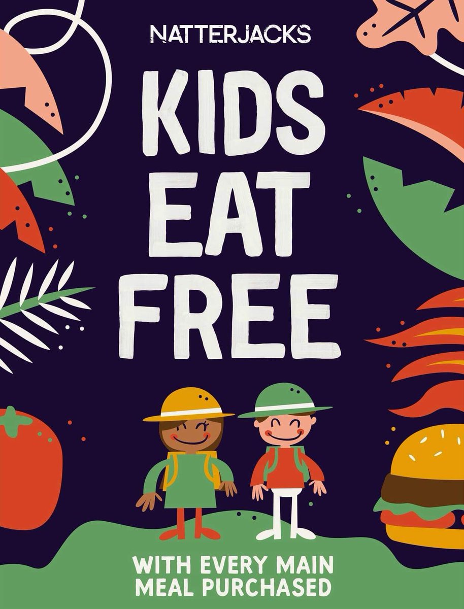 🍔 kids eat free at natterjacks (one free kids meal with every full priced main meal purchased)

🍔 food served from 11am-9pm Tuesday to Sunday