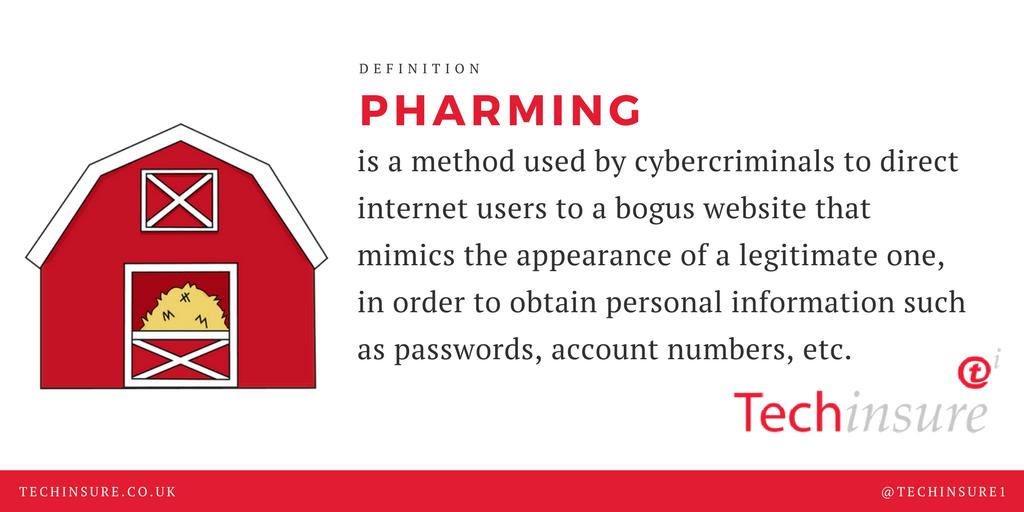 Techinsure1's tweet image. What does Pharming mean in the tech world? 
#Techtalk #Techterms #Cyberterms