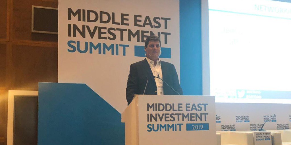 gobeyondinvest's tweet photo. Chris Rolfe, CEO of GoBeyond, is currently on stage at the Middle East Investment Summit 2019 in Dubai speaking about how alternative assets are thriving in volatile markets. @MEISdxb @chrisrolfe1 

#MEISdxb #alternativeassets #angelinvesting #funding #startups #investing https://t.co/pbv05oeMlw