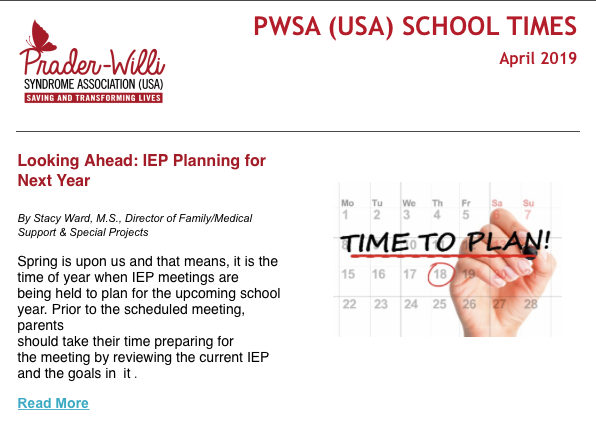 PWSAUSA's tweet photo. EXTRA! EXTRA! Read the newest edition of PWSA (USA) School Times here! This e-newsletter covers topics from planning next year's IEP to tips on home schooling and more. DM us your email address to subscribe!🗞🆕🙌🧡 #PWSA #PWS #PraderWilli https://t.co/hg04wurGb9 https://t.co/sr9KPUwxH2