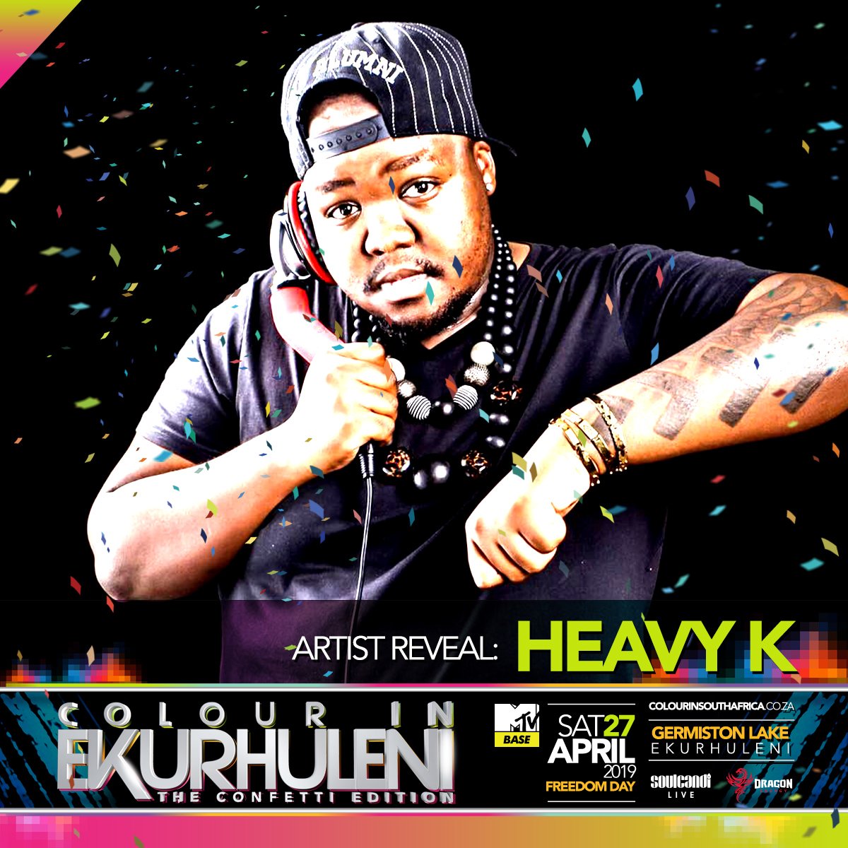 Don't miss <a href="/HeavykDrumboss/">HEAVY-K</a> this weekend at Germiston Lake for #ColourInSouthAfrica? Tickets at colourinsouthafrica.co.za - Computicket!