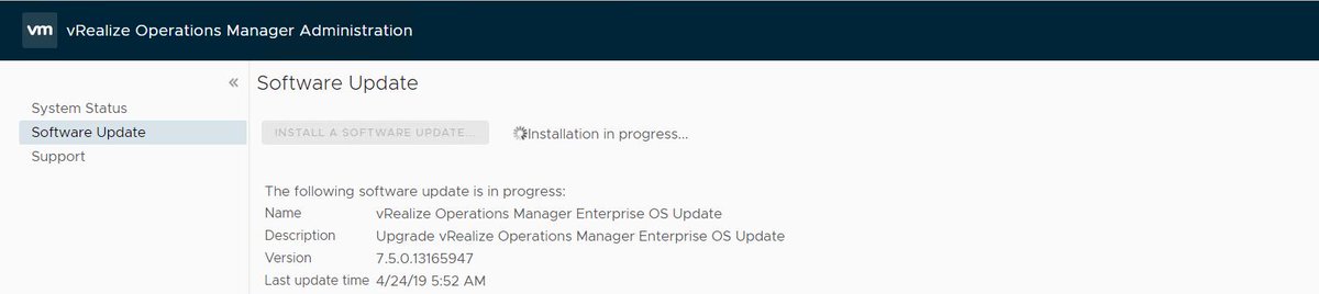 sajagchaturvedi's tweet photo. Phew!!! Beating the heat with a successful upgrade of one of my all time fav. @vRealizeOps Upgraded to 7.5 in prod Env. took 3Hrs for 3 DCs, Dashboard alerts everything working great including new OYW. Thanks @e1_ang @Sunny_Dua @whatthedavg #vExpert #vROPSNINJA. https://t.co/fr8uni1gM9