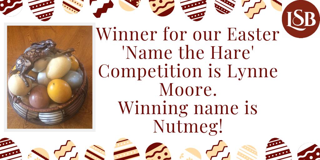 LSB_Furniture's tweet photo. We have a winner of our Easter competition: Lynne Moore! The Hare is now called Nutmeg and is off to his new home! Want to ensure you hear about our next competition? ( there is a big one coming up in May!) then please join our newsletter https://t.co/3BBAvdmcbX https://t.co/RcfK3uifNP