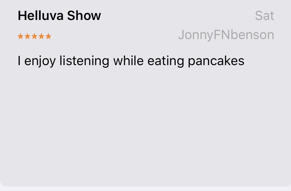 pcss_pod's tweet image. New aesthetic 😂

Thanks Jonny! 🥞 
.
.
.
#podcast  #podreview #comedy #pcss #mogulmoves #rate #review #subscribe #popculture #pancakes