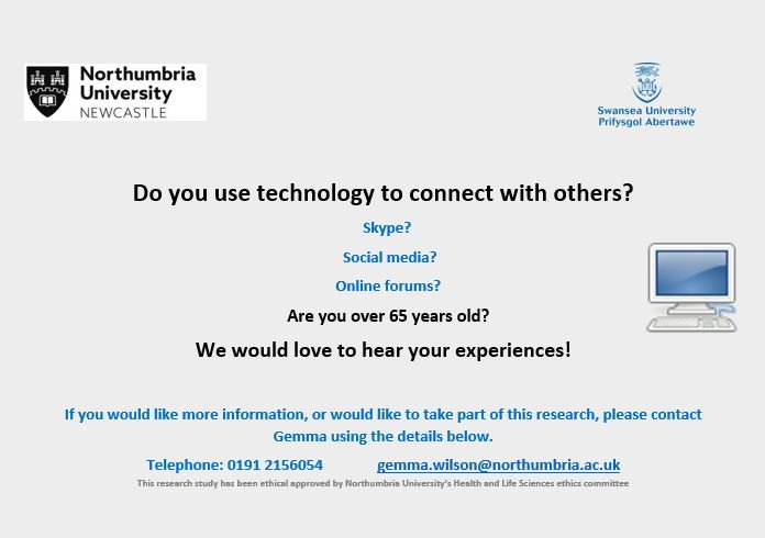 gwilsonmenzfeld's tweet photo. How do older adults use technology to stay connected to others? We want to find out! If you are interested in taking part in this research project, please get in touch. @percer @Deborah08765276 @callaghananne https://t.co/JxLaSX95In
