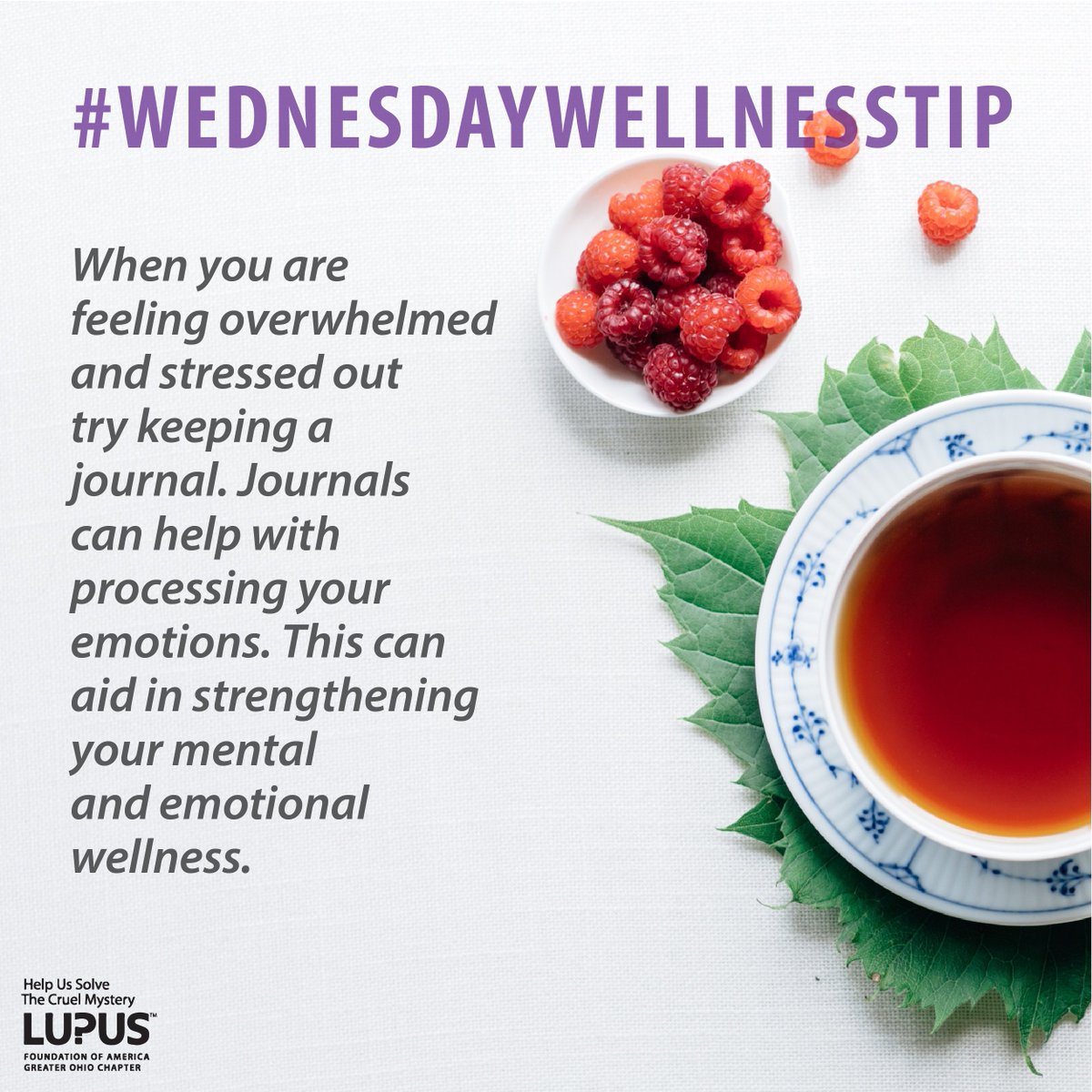LupusGreaterOH's tweet photo. #WednesdayWellnessTips
.
.
.
.
#Lupus #LupusOH #ChronicIllness #AutoImmuneDisease #SelfCare https://t.co/pcSxddzsAJ