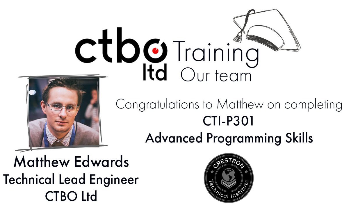 CTBOLimited's tweet photo. Another Crestron training session complete for Matt, he’s well on his way to becoming a Crestron Certified Programmer #crestrontraining #AVprofessionalservices https://t.co/sGww5S3Azt