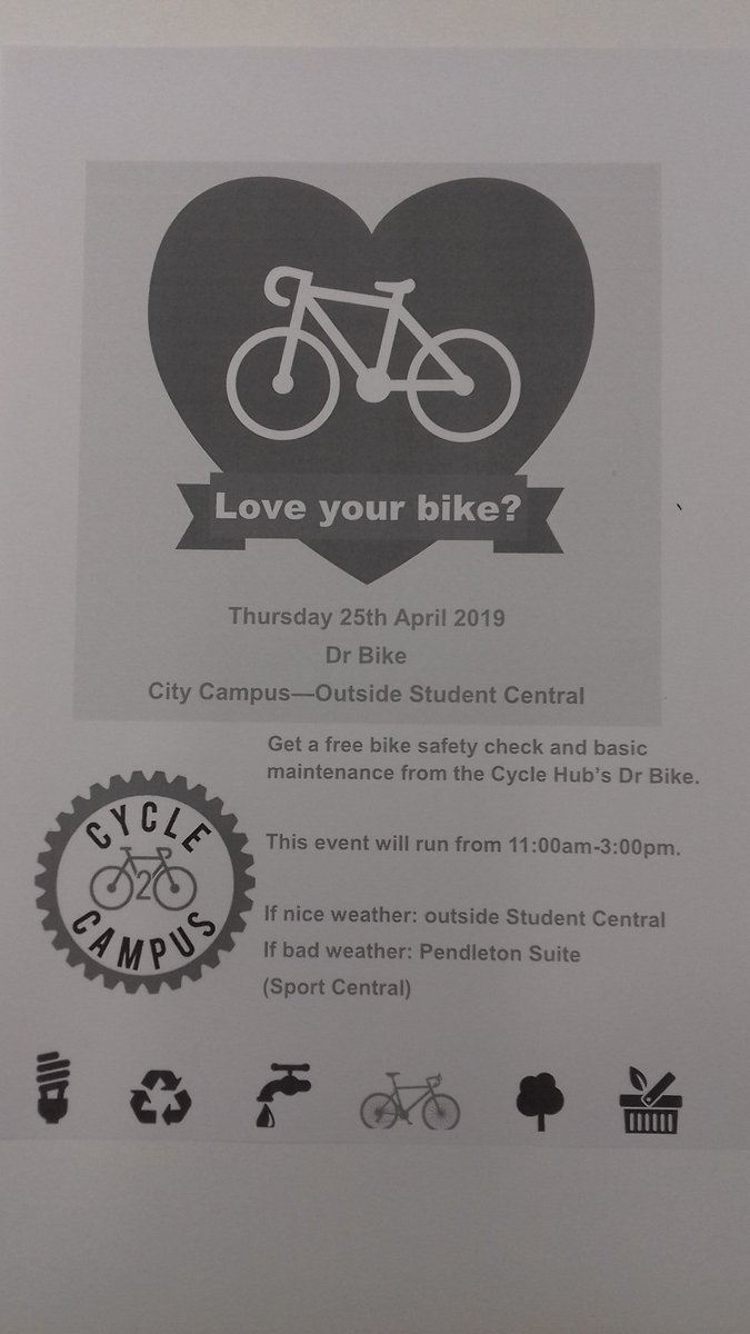 Do you #cycle2campus <a href="/NorthumbriaUni/">Northumbria Uni</a>? Dr Bike from <a href="/The_Cycle_Hub/">TheCycleHub</a> are at City Campus tomorrow offering free #cycle maintenance &amp; minor repairs to all staff &amp; students thanks to funding from @NUenvironment.