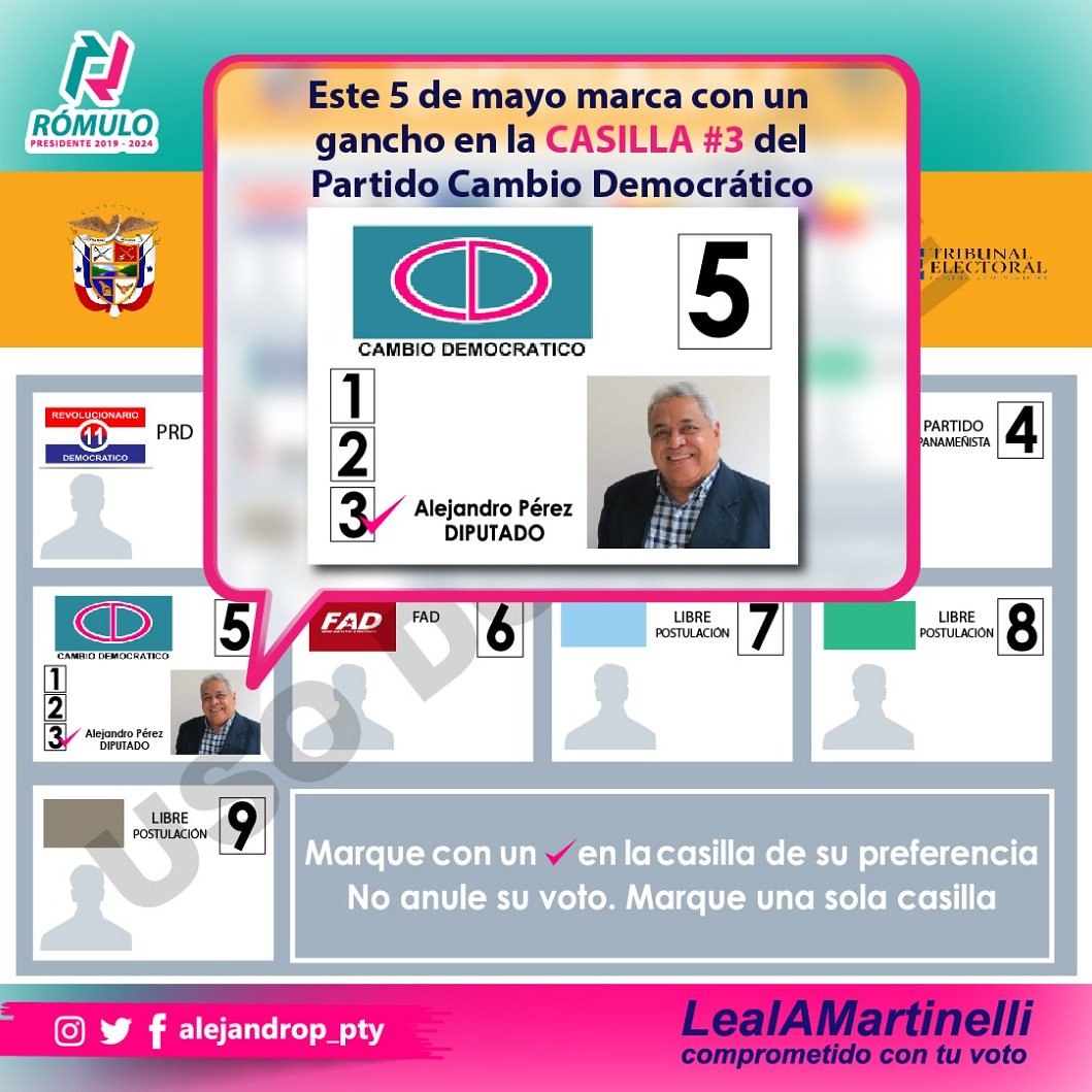Este 5 de Mayo dentro de la casilla del partido Cambio Democrático encontrarás la casilla #3 #VotaPorAlejandro