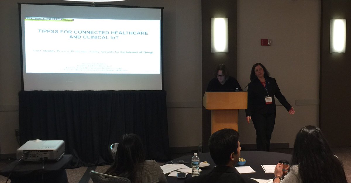 Flo4Princeton's tweet image. Presenting #TIPPSS - Trust, Identity, Privacy, Protection, Safety, Security - for Connected Healthcare and Clinical Internet of Things at the Medical Device and IOT Summit in Boston @meddeviceiot @BHTYJournal @IEEEembs @IEEESA @FDHint @WomenCSSociety @WomenCyberjutsu @WiCySorg