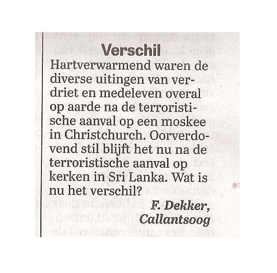 Gerard1945X's tweet image. &quot;Wat is nu het verschil?&quot; 
Een terechte vraag waarvan iedereen het antwoord wel weet...........
(Ingezonden brief in de Telegraaf, 24 april 2019.)
