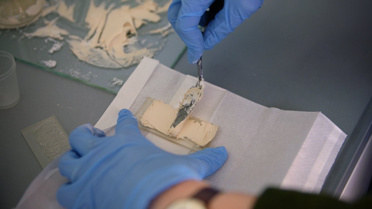 vangoghmuseum's tweet photo. A piece of a painting from a printer? When View of the Sea at Scheveningen was recovered, a section of paint was missing. A mould was first developed using 3D printing, which was then retouched by our conservator Saskia. Watch the series: https://t.co/cBRjr8oq2a #VanGoghReturns https://t.co/iVcEWocyEH