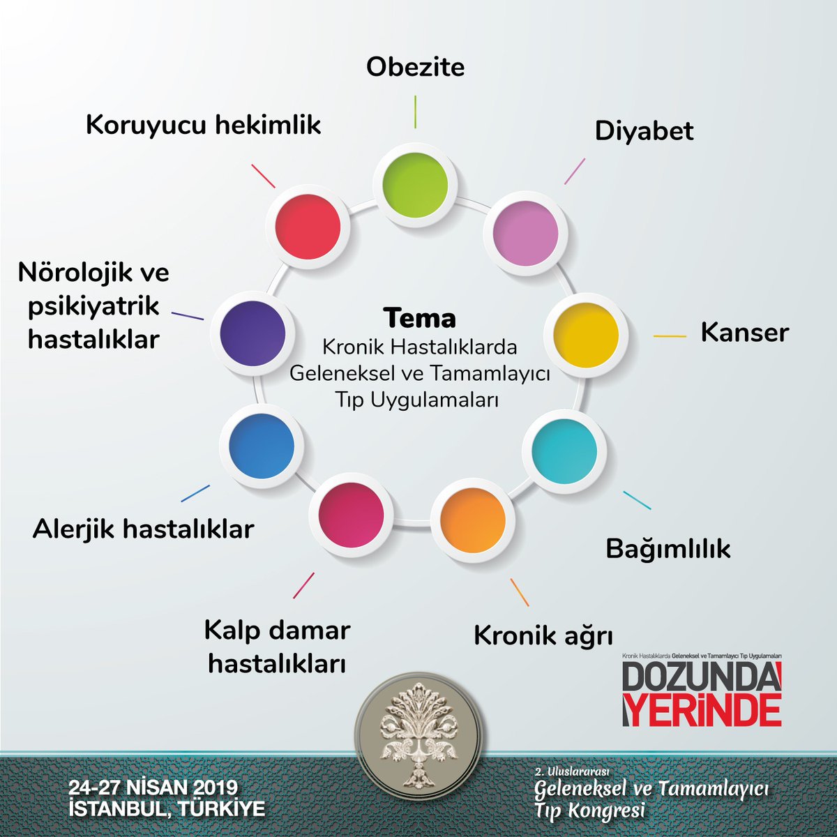 İstanbul’da gerçekleştirilecek GETAT 2019 Kongresi’nde; obezite, diyabet, kanser, kalp damar hastalıkları, koruyucu hekimlik, bağımlılık, alerjik hastalıklar kronik ağrı nörolojik ve psikiyatrik hastalıklarda geleneksel ve tamamlayıcı tıp uygulamaları ele alınacak #DozundaYerinde