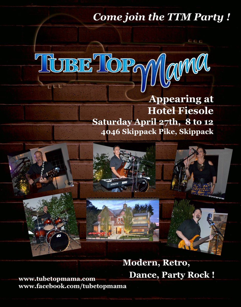 Make your plans to join the fun at Hotel Fiesole this Saturday night ! @hotelfiesole #TubetopMama #TTMFamily #TTM #skippackpa