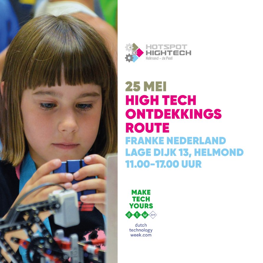 HLMDMarketing's tweet photo. Zaterdag 25 mei zal #DTW2019 plaatsvinden. 🙂 De high tech ontdekkingsroute zal dit jaar bij @frankenederland in Helmond gehouden worden. Benieuwd? Check deze link voor meer info ➡ https://t.co/oz1SkdPg6p https://t.co/qFsdCbabhf