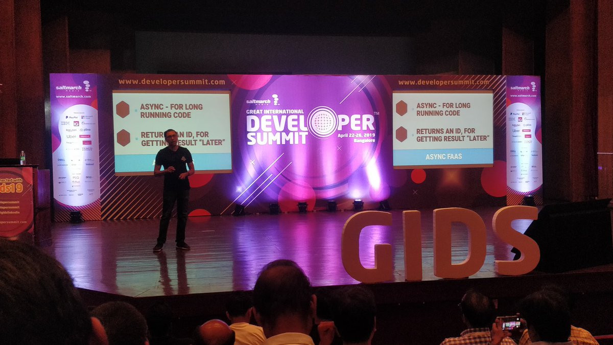 ShagunPruthi's tweet photo. Great session about Serverless Architecture and FAAS by Pratik Patel at GIDS 2019, Bangalore.
#gids2019
#CloudFunctions are the future. https://t.co/y4tNYkeTHm