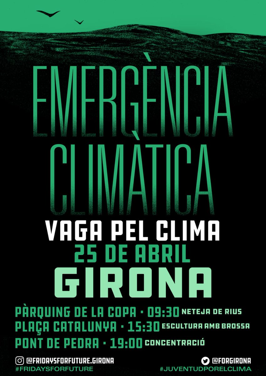 XRGirona's tweet photo. Demà dijous serem amb les companyes de @ForGirona! ✊

Perquè ens trobem davant d'una #emergenciaclimàtica global i no podem deixar que per la cobdícia d'uns pocs, posem la resta de vides i el planeta en perill! 

Cada dia soms més per fer-hi front! 
⏳🌍✊ https://t.co/JuFROZZYcZ
