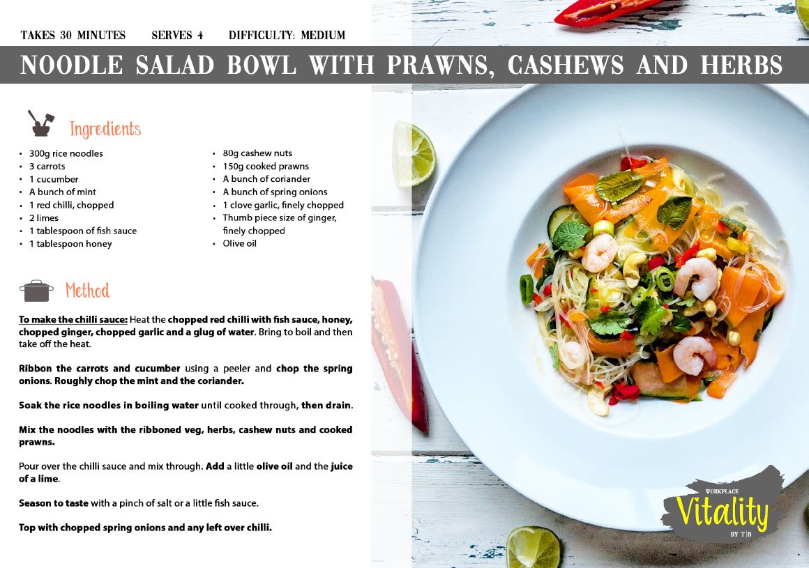 The Noodle Salad Bowl with Prawns, Cashews &amp; Herbs. 

High in vitamin B12, combating tiredness &amp; fatigue while bringing big flavours to the table. 

Try it at home and tell us what you think! 

#foodservice #catering #hospitality #recipe