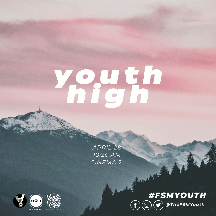 thefsmyouth's tweet photo. WHAT'S UP, YOUTH?!?!?!?!

Did you miss us? 

We are inviting you to this month's YOUTH HIGH!! 

Join us on Sunday, April 28 in Cinema 2 at 10:20AM as we have fun in worship and learn from the talk! 

Don't forget to bring a friend! 

See YOUth there! 

#FSMYouth
#LOJYouthAlabang https://t.co/w0uGmd1KAw