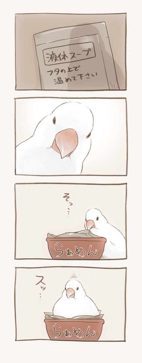 カップ麺作る鳥 