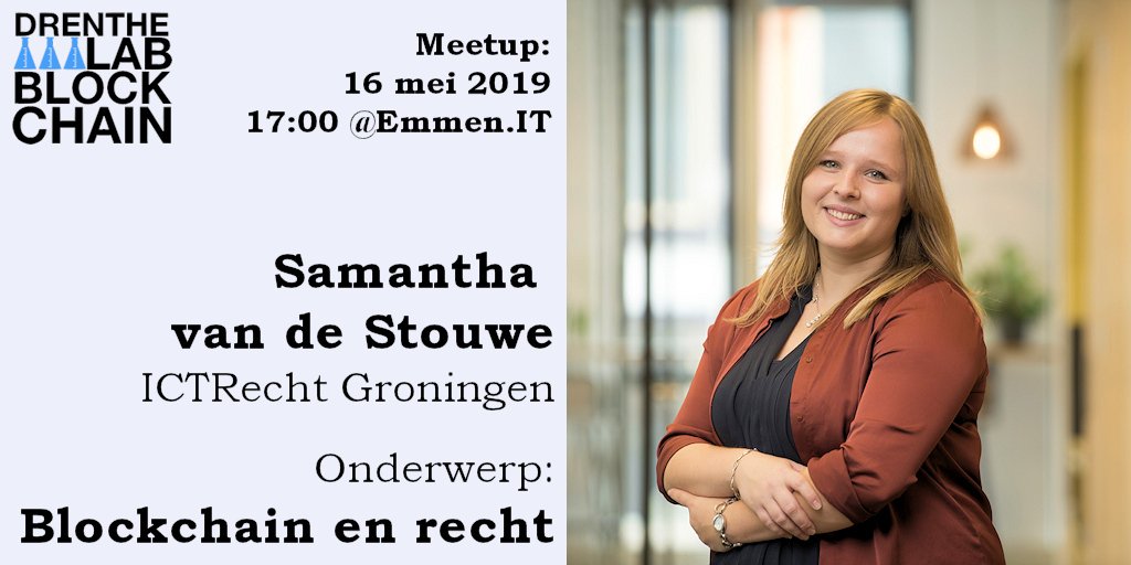 BclDrenthe's tweet image. #Blockchain , Smart Contracts.. allemaal mooie nieuwe techniek... maar hoe zit dat nu van een juridische kant bekeken? Samantha van de Stouwe van ICTRecht komt dat op onze volgende meetup 16 mei in #Emmen haarfijn uit de doeken doen! Gratis aanmelden : meetup.com/Blockchain-Dre…