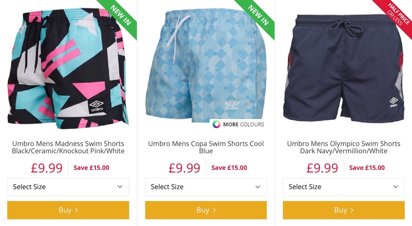 umbro swim shorts