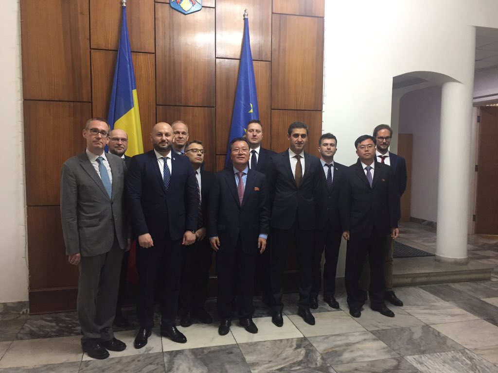 ColinCrooks1's tweet image. Tonight in #Pyongyang European Ambassadors met the #NorthKorea Foreign Ministry Europe Department to discuss international issues and bilateral relations. Thanks to Romania for hosting #britishembassy #DPRK