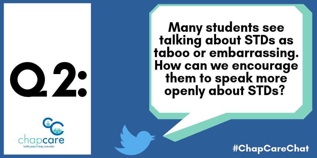 ChapCareOrg's tweet photo. Q2: Many students see talking about STDs as taboo or embarrassing. How can we encourage them to speak more openly about STDs? #ChapCareChat #STDMonth #STDAwarenessMonth https://t.co/v4IkQiJgPG