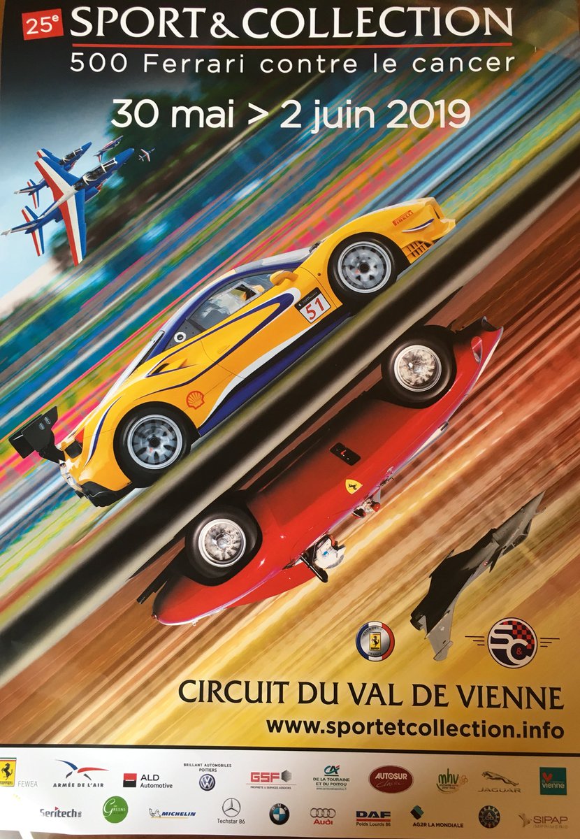 Présentation de la 25e édition de <a href="/500Ferrari/">Sport & Collection</a> du 30/05 au 2/06 au circuit du #Vigeant #Vienne86. Des démonstrations de voitures de #sport &amp; de prestige, des baptêmes de piste, show de la Patrouille de France... En route pour le 5e M€ collecté pour la recherche contre le #cancer