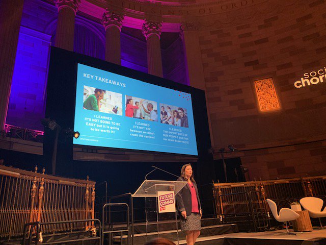 SocialChorus's tweet photo. We've had talks from Chuck Gose, Kyla Turner of Love's, Erica Cary of Hilton, Laurie Madden of Phillips 66, and Bethany Margavio of Synovus. Can't wait to hear more this afternoon. And love the Coke purse! #futurecomms19 #internalcomms #workforcecommunications https://t.co/Db4rZowIPx