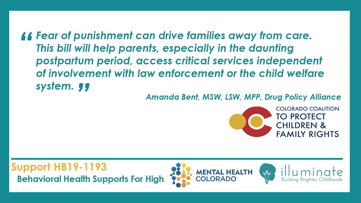 illuminate_co's tweet photo. #HB1193 bill addresses the fear, stigma, and lack of appropriate treatment options for mothers and their children. It will keep families together and support healthy kids. #COleg #COpolitics https://t.co/yOvCCdJ3B2