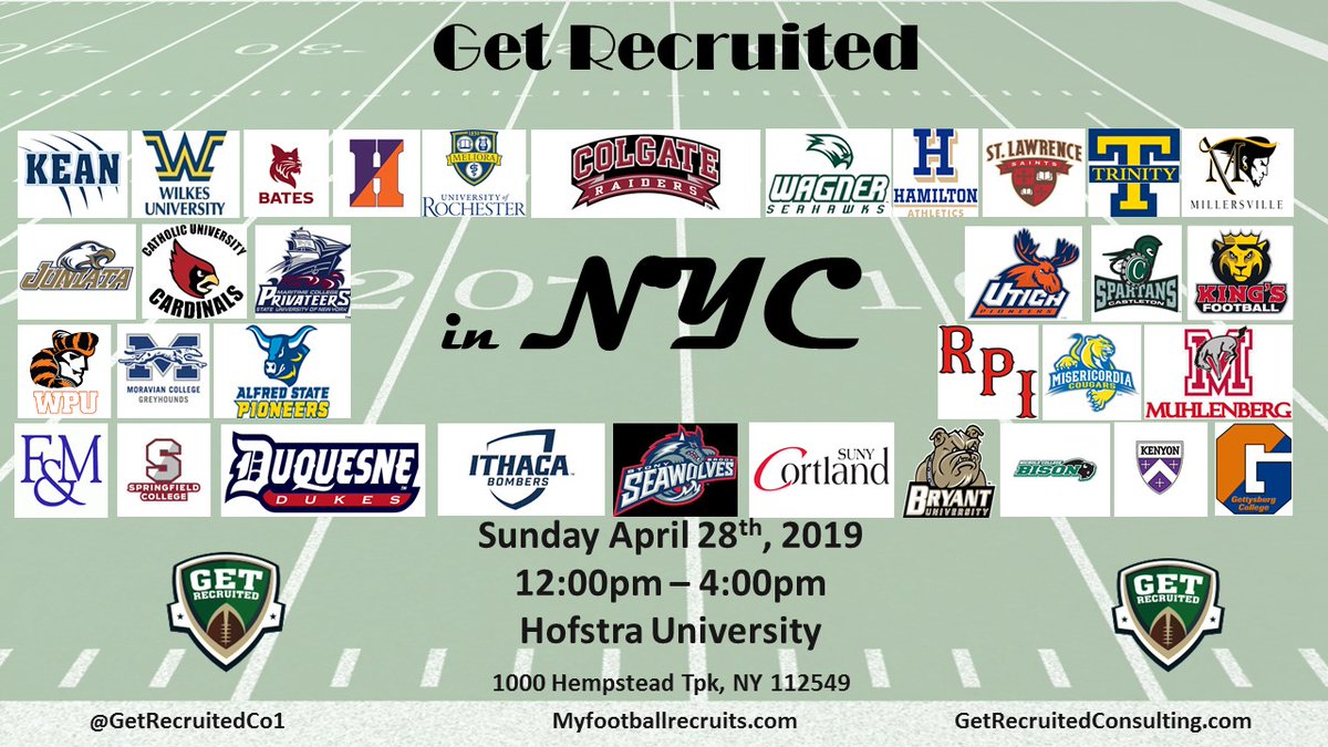 Looking for an OFFER?  GET RECRUITED in NY- Recruit Showcase.  40 colleges in attendance means you get all that EXPOSURE in one spot. 5 days to register. 
Signup : myfootballrecruits.com 
@GetRecruitedCo1 
@letemplayftball
<a href="/GCoachdibo/">Get__Recruited_CoachDiBo</a> 
@usafootball 
<a href="/D1FootballFan/">PIAA D1 Football</a> 
@NYFootball